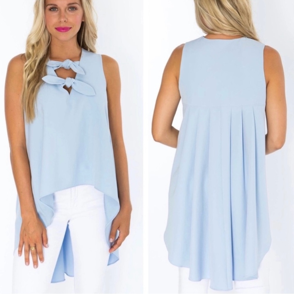 CROSBY by Mollie Burch Light Blue Bow Detail Blouse